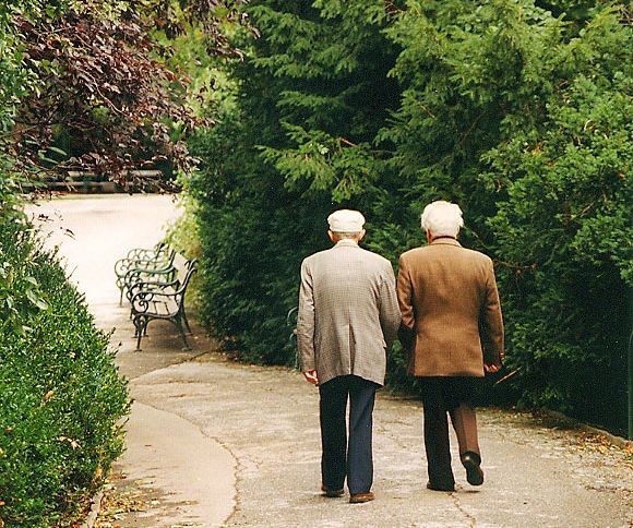 An old couple walking in a park - Austria 1998