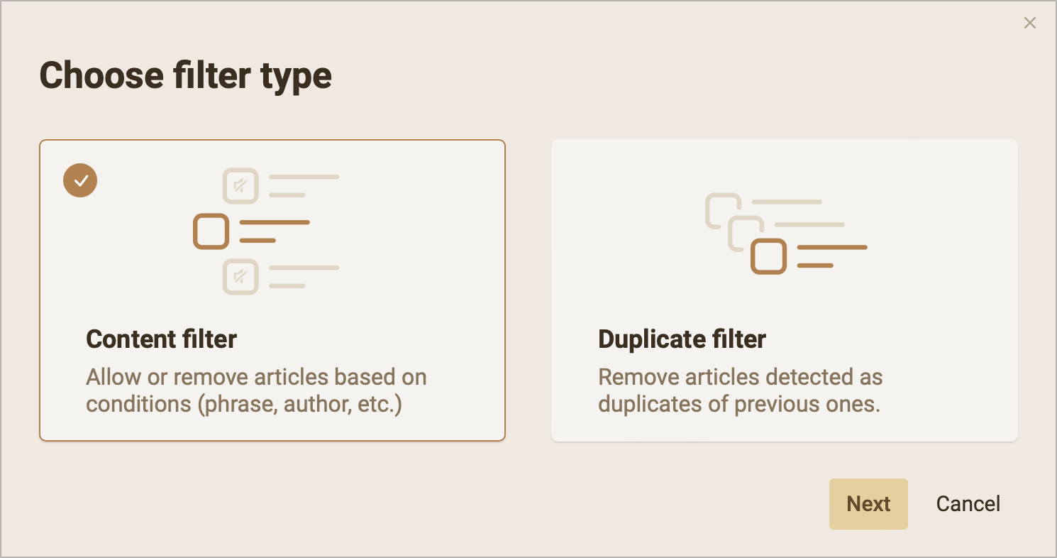 Inoreader filter types