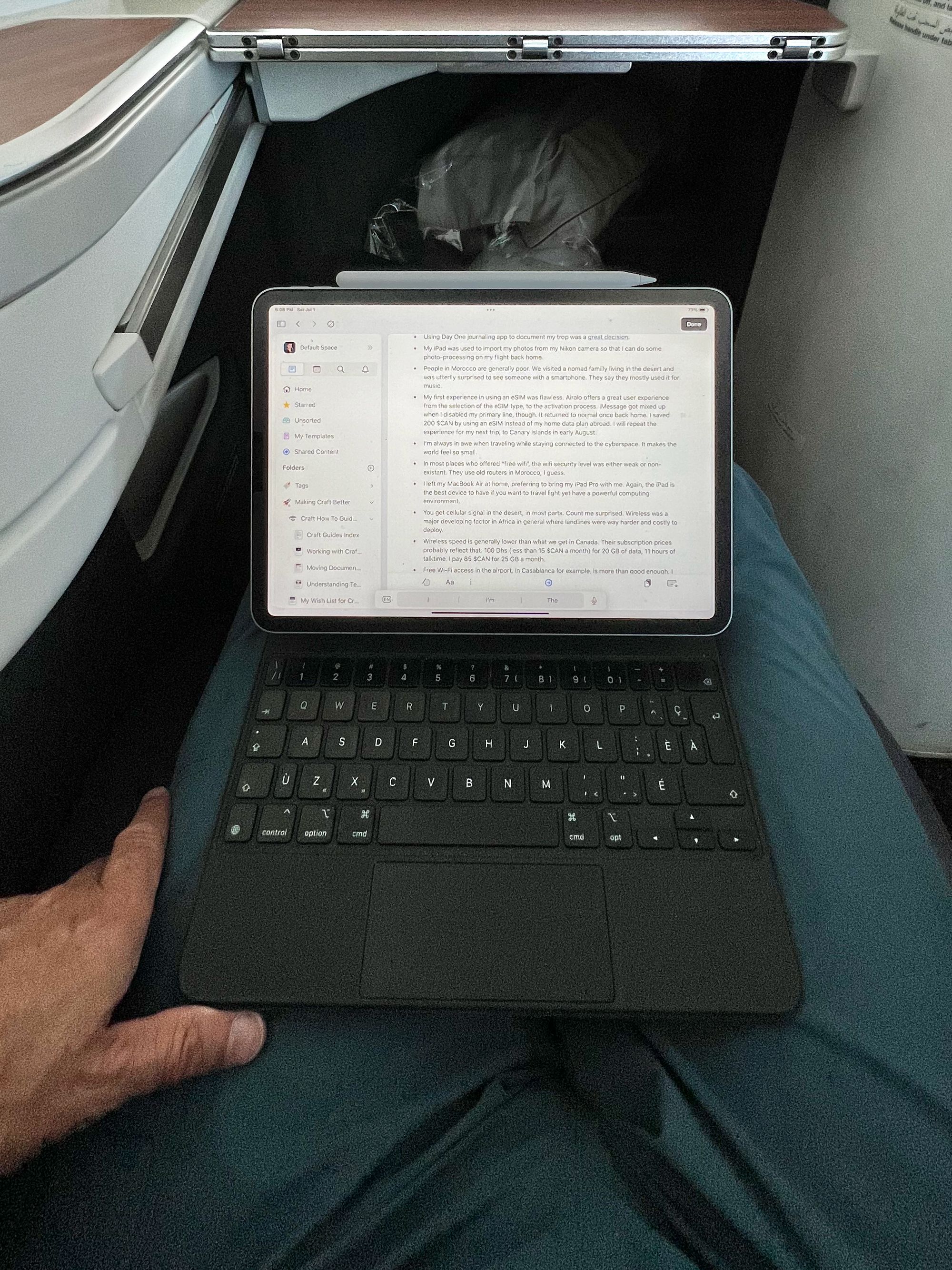 On my way back home, writing this article on my iPad