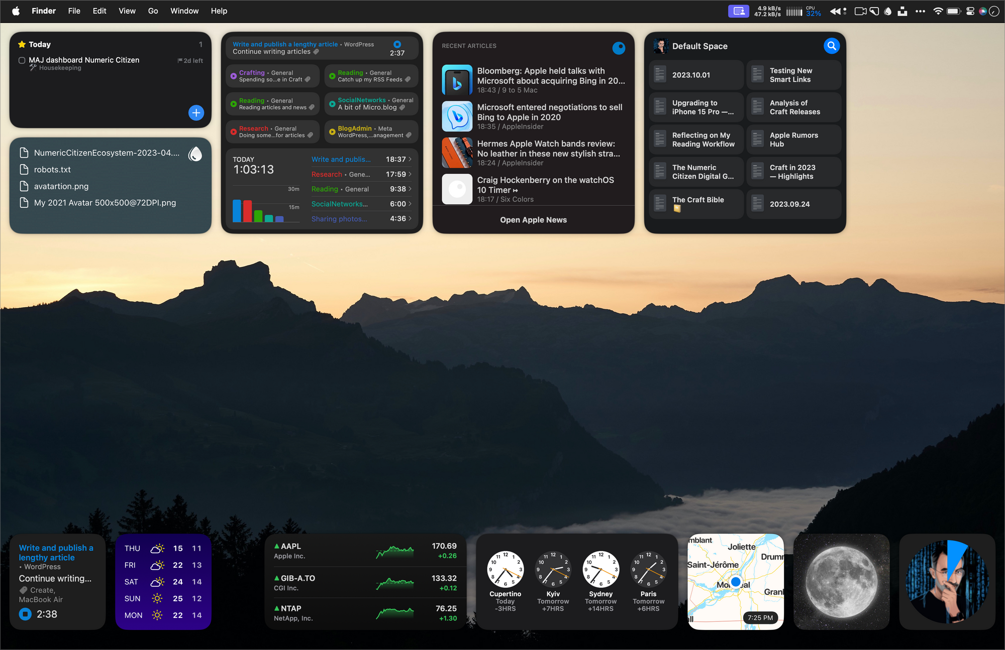 My Mac desktop with widgets, thanks to macOS 14 (Sonoma)