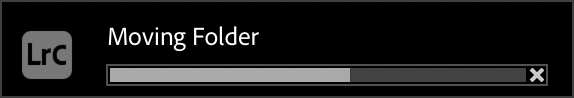 Progress bar of a folder being moved with Lightroom Classic