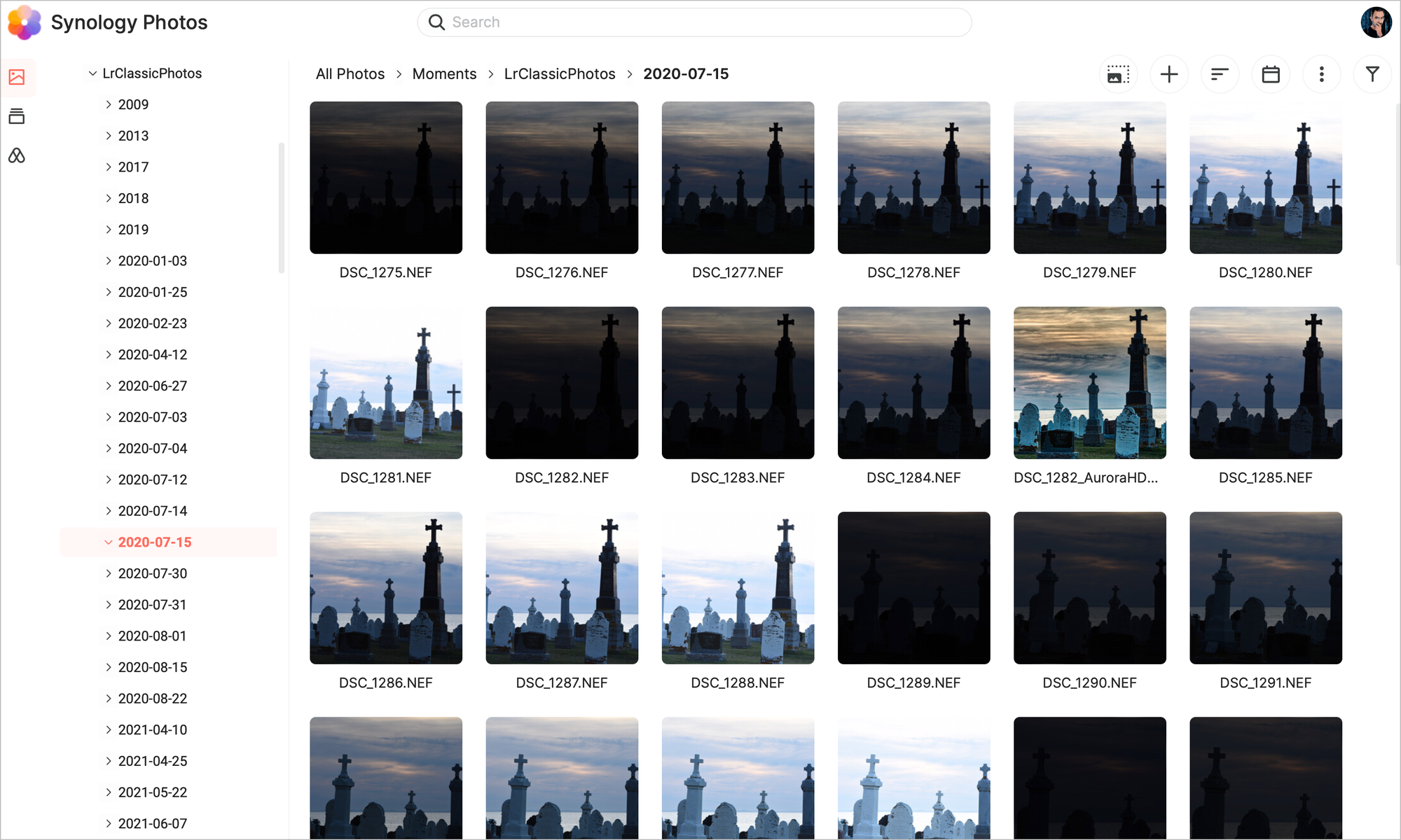 Main view of Synology Photos