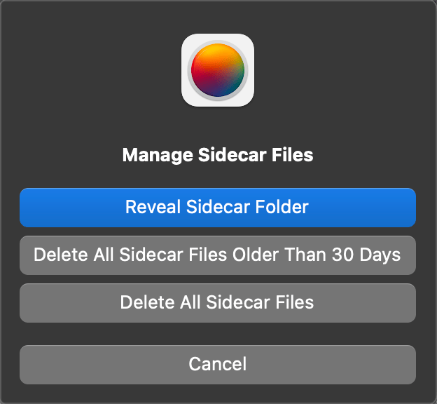 Purging old sidecar files in Photomator to save disk space
