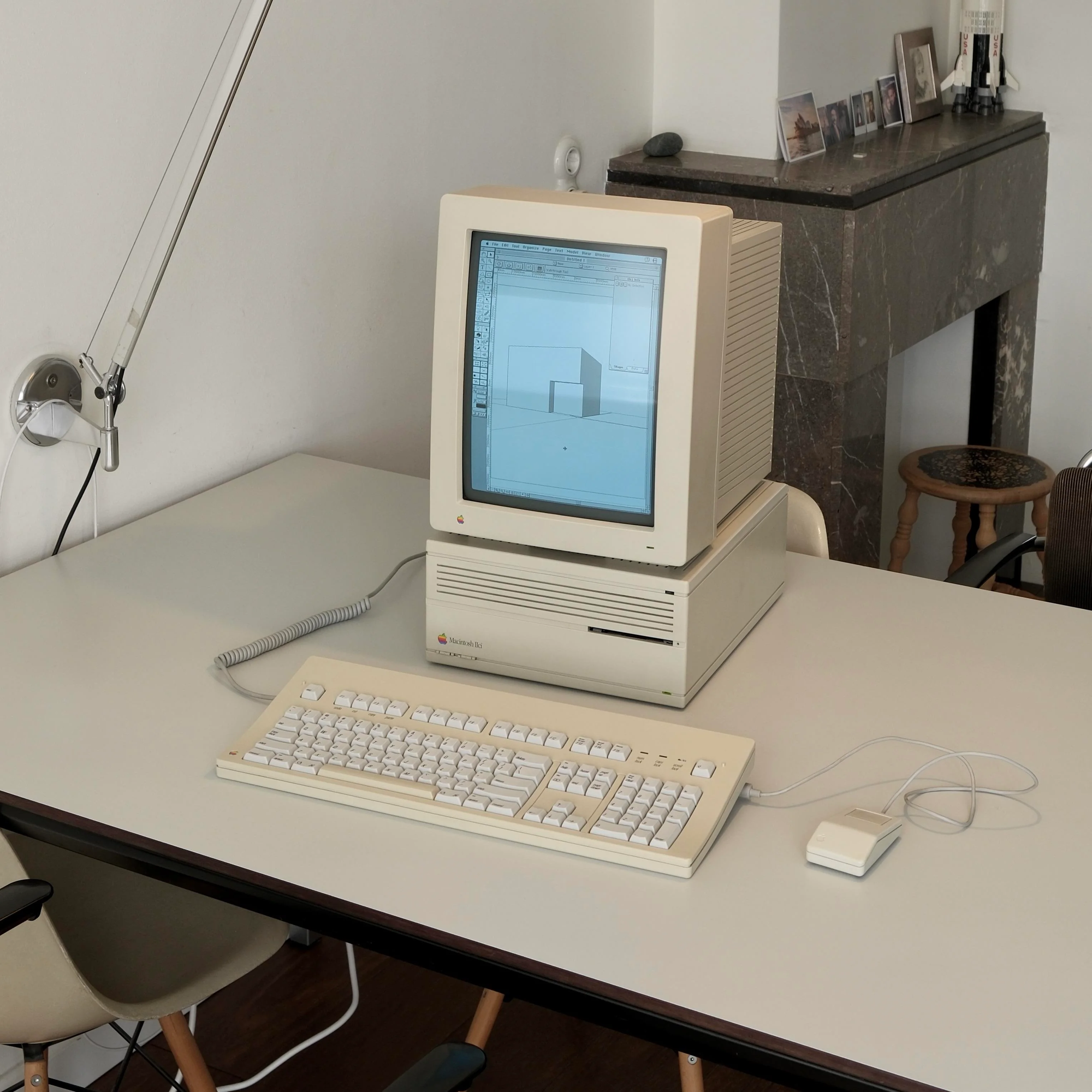 A Mac Iici with an Apple Portrait Display. The perfect desktop publishing setup.