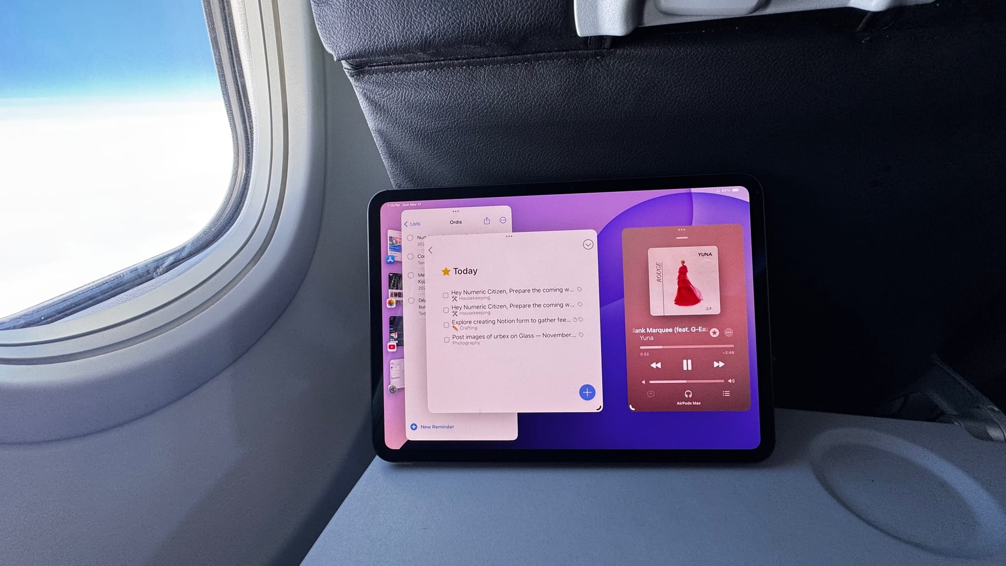 My iPad Pro while on the plane.