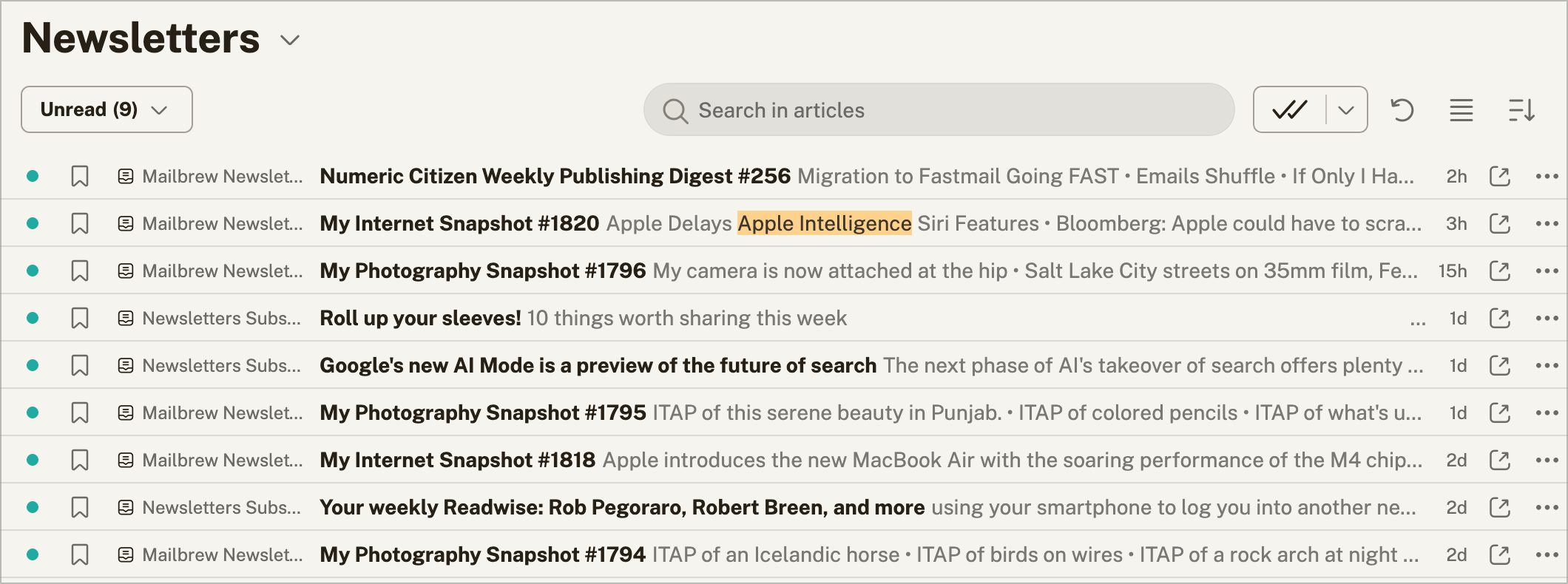 Reading newsletters with Inoreader.