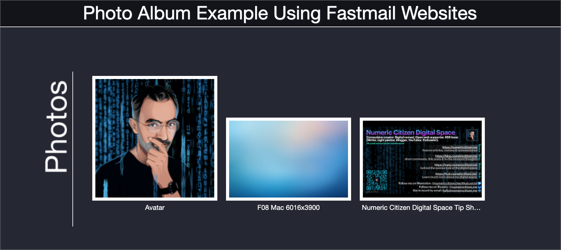 A photo library example, hosted on Fastmail.