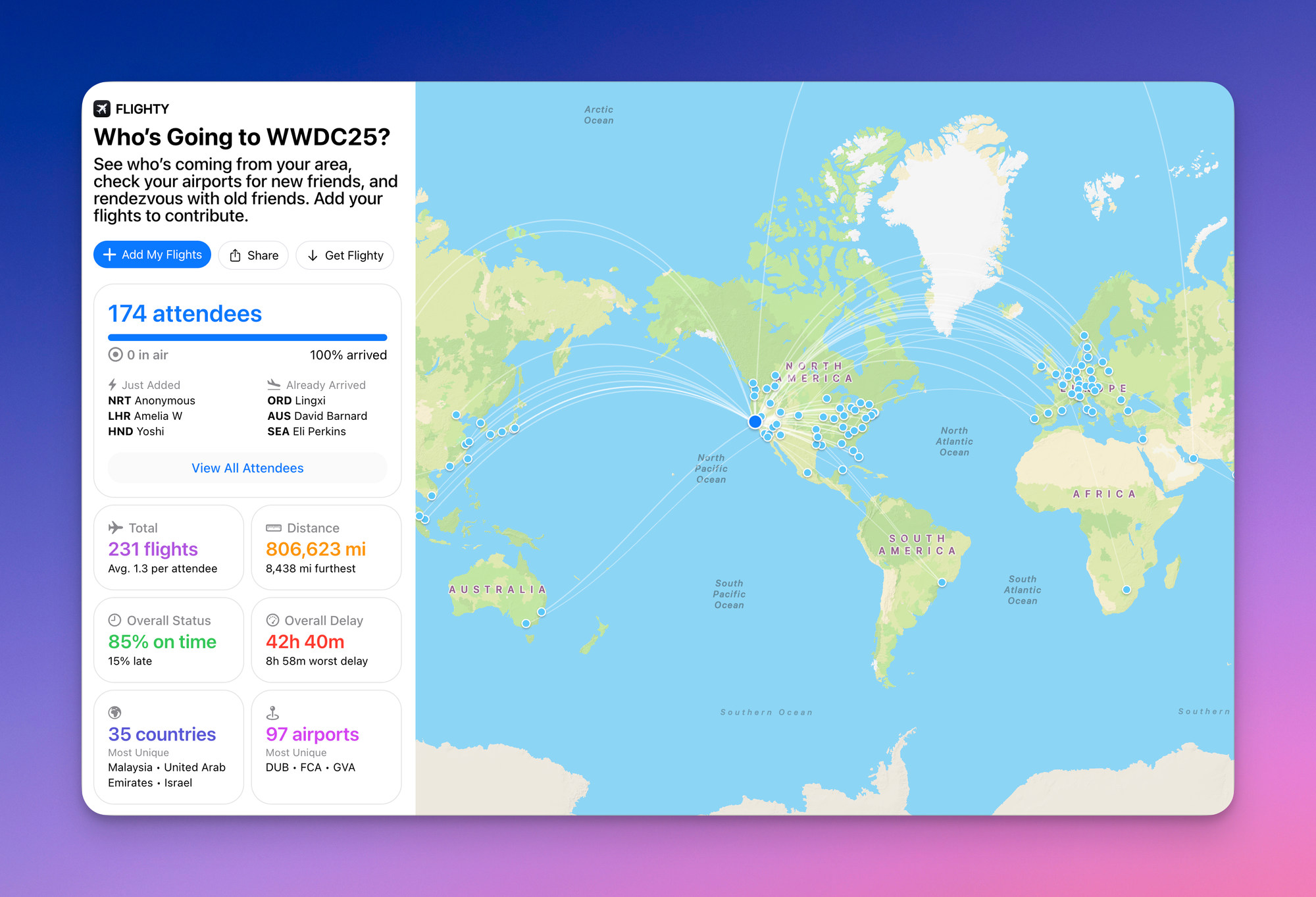 Who’s flying to WWDC25? The Flighty Edition. Cool.