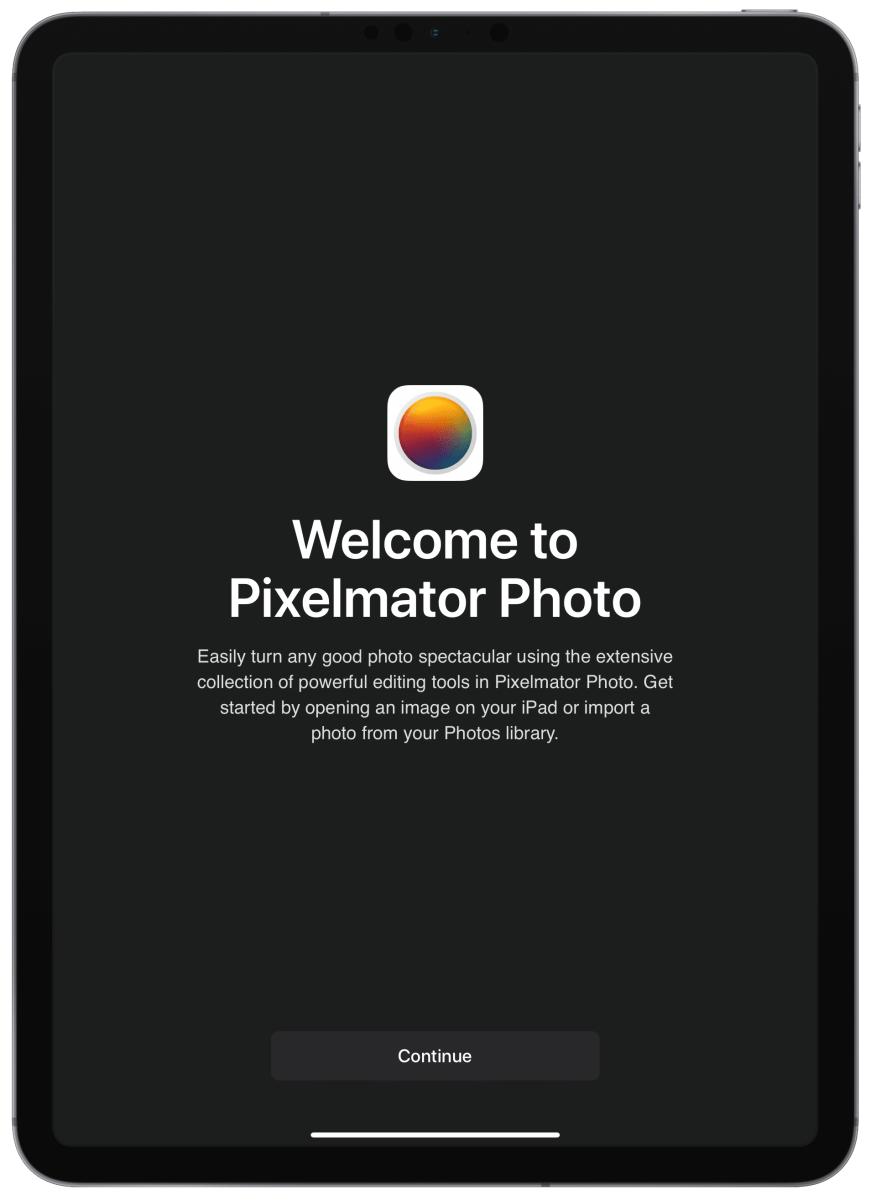 Pixelmator Photo welcome screen