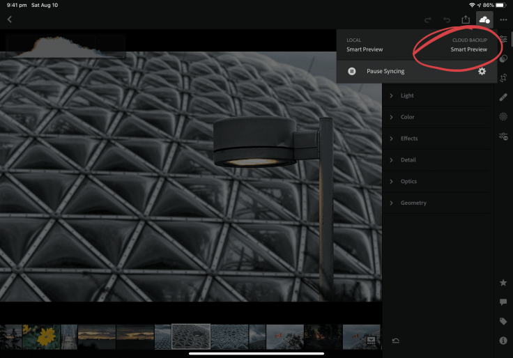 Lightroom uses smart previews