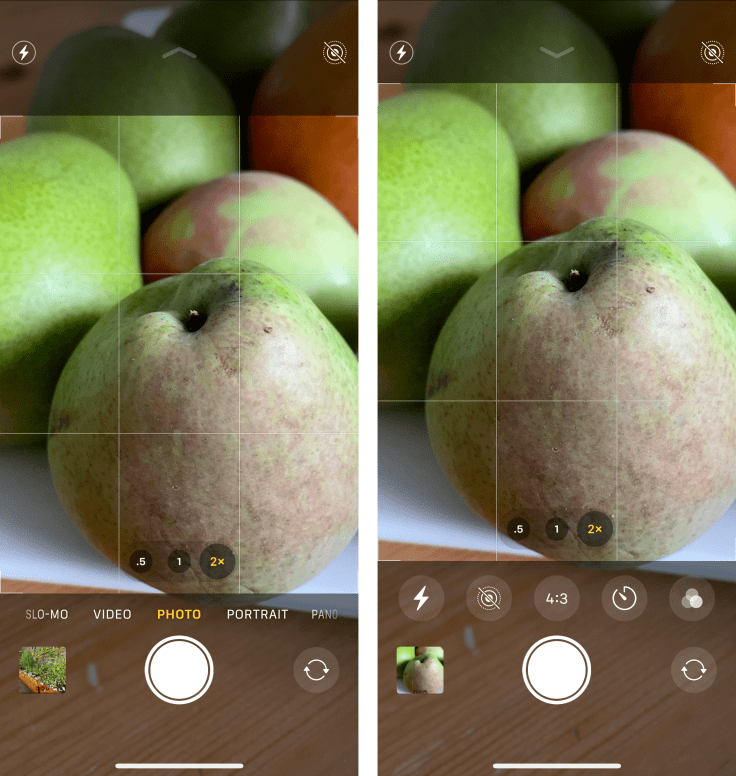 Redesigned camera.app hides by default options like Live photos, 4:3 aspect ratio and more 
