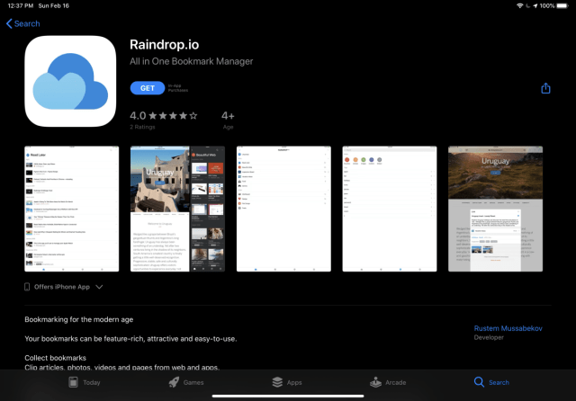 Raindrop.io App Store page