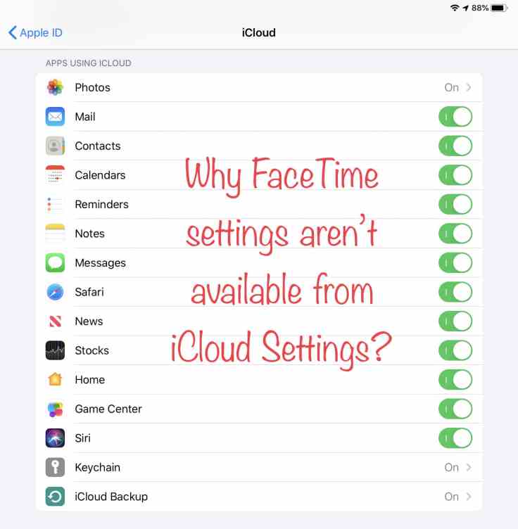 No FaceTime Settings in iCloud, why?