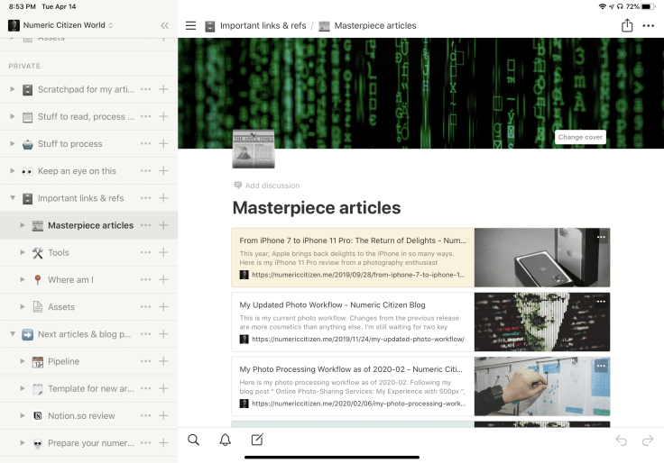 Naviating content in Notion with the sidebar