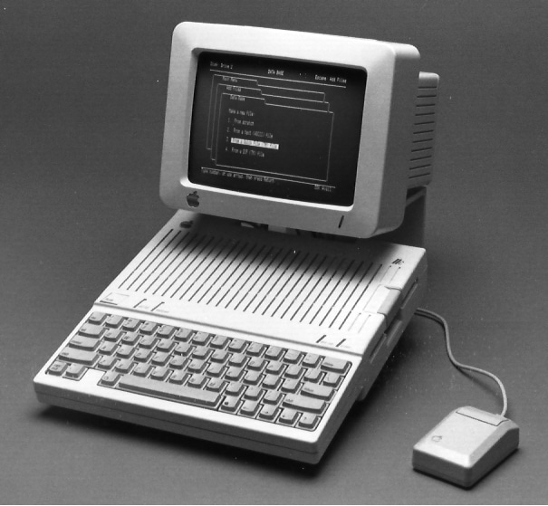 The Apple //c with monochrome monitor