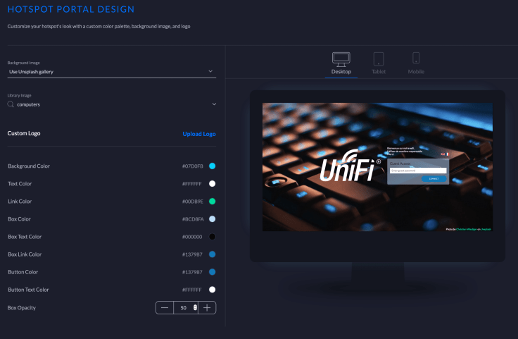 Designing a webpage for the guest network