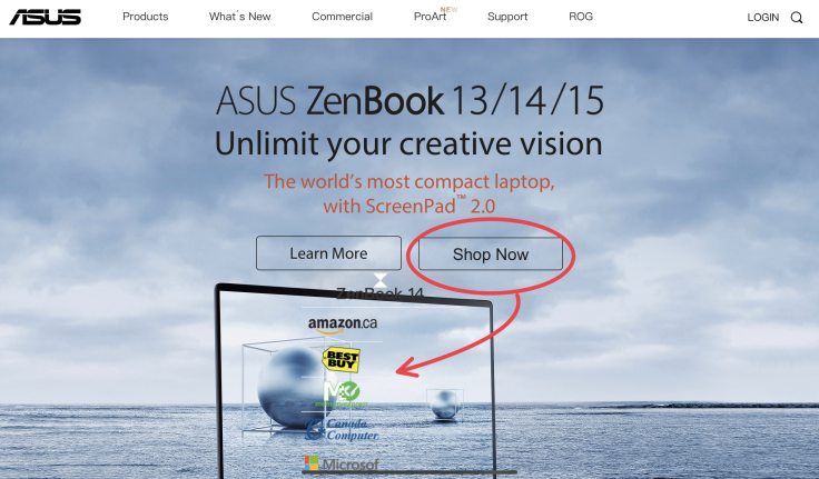 ASUS ZenBook product Landing page