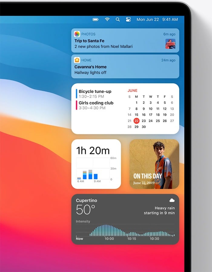 macOS Big Sur notifications and widgets