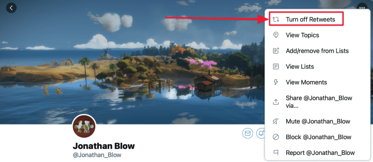 Turning off retweets