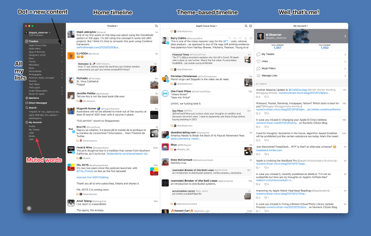 Tweetbot three columns view