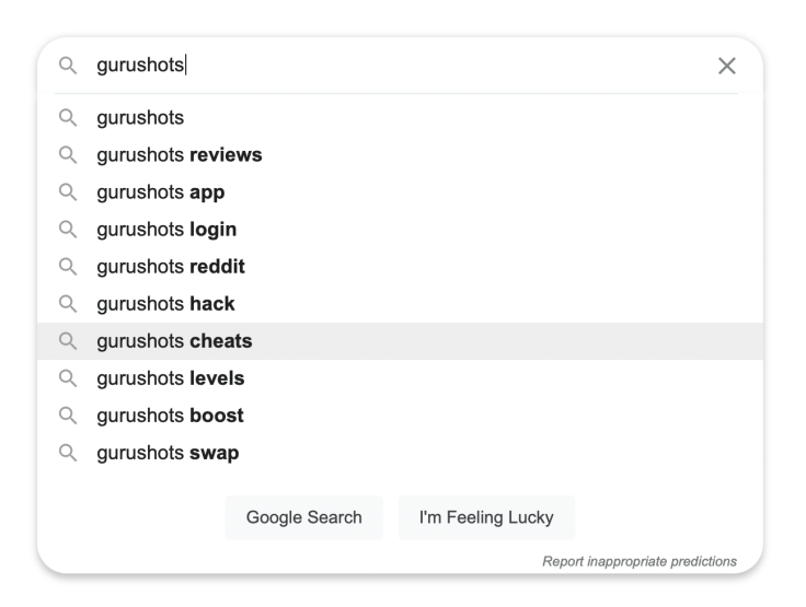 What people are looking for about GuruShots using Google Search