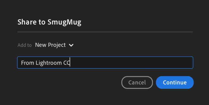 Uploading photos to a Smugmug gallery from within Adobe Lightroom CC