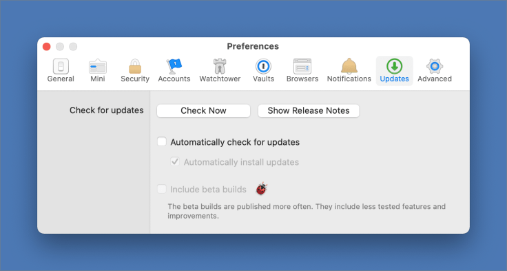 Turning off automatic updates