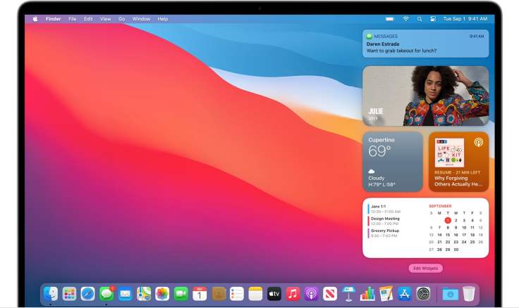 macOS Big Sur introduces widgets