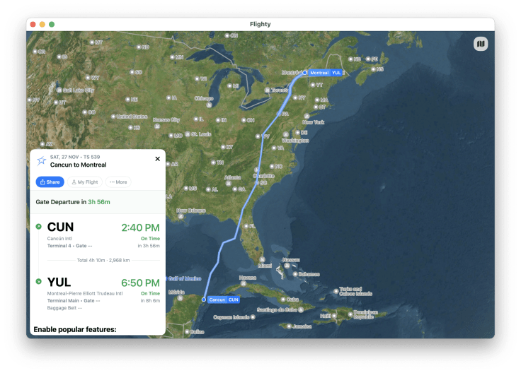 Flighty in action tracking my flight home