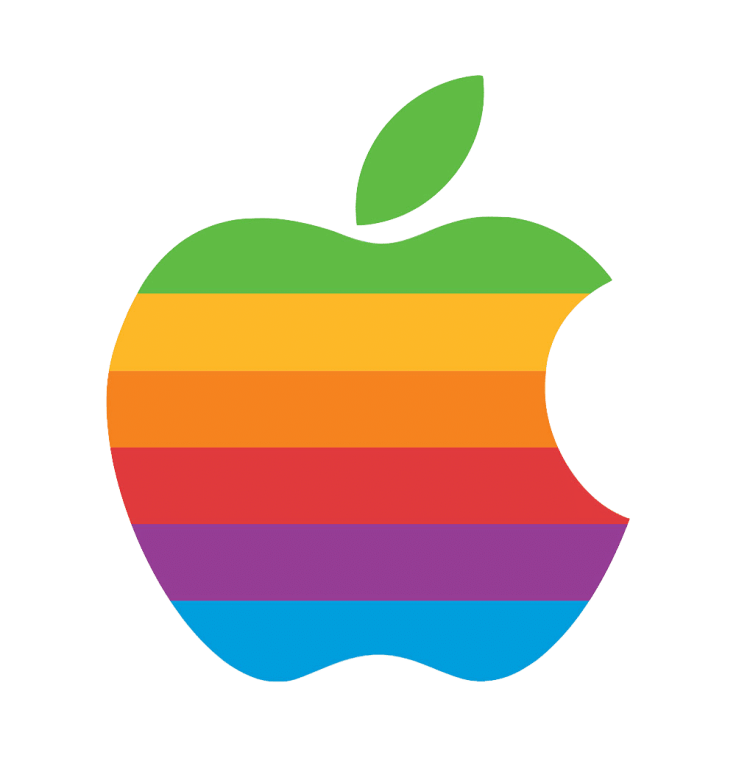 The multicolored Apple logo
