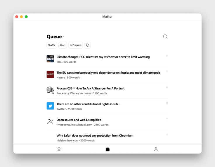 Matter Queue of articles to read