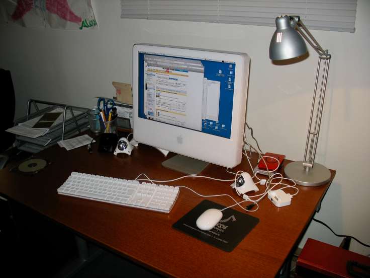 My desk at home with my iMac in 2005, picture taken with Canon PowerShot A610