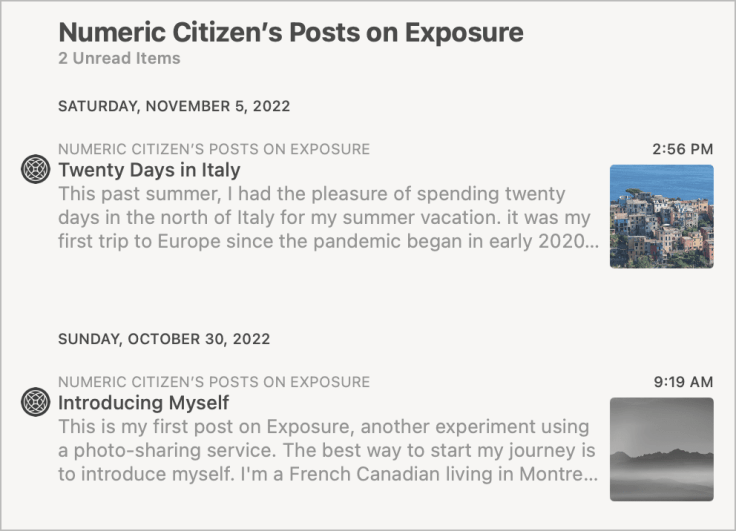 This is how Exposure RSS feed content is generated. I like this.