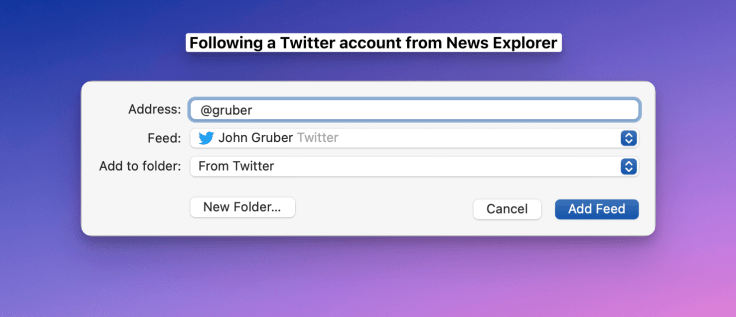 You can follow people on Twitter using RSS readers like News Explorer